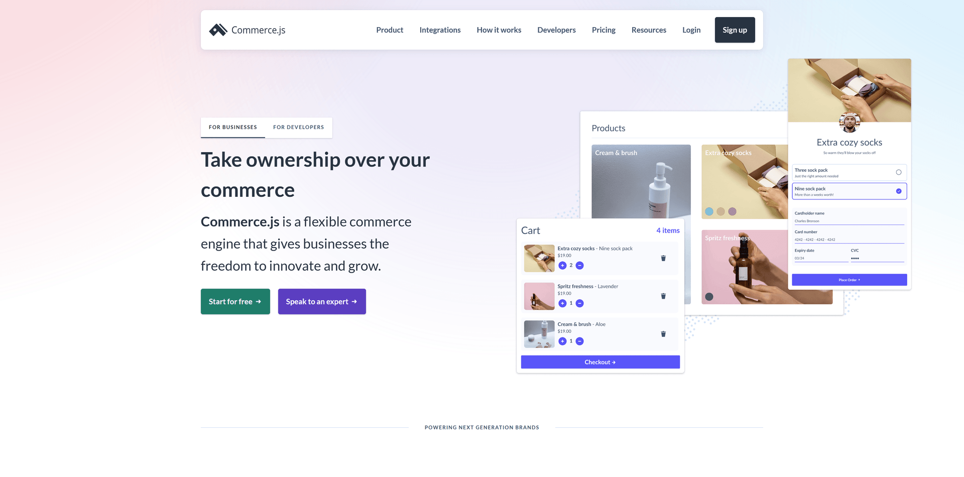 Screenshot of Commerce.js